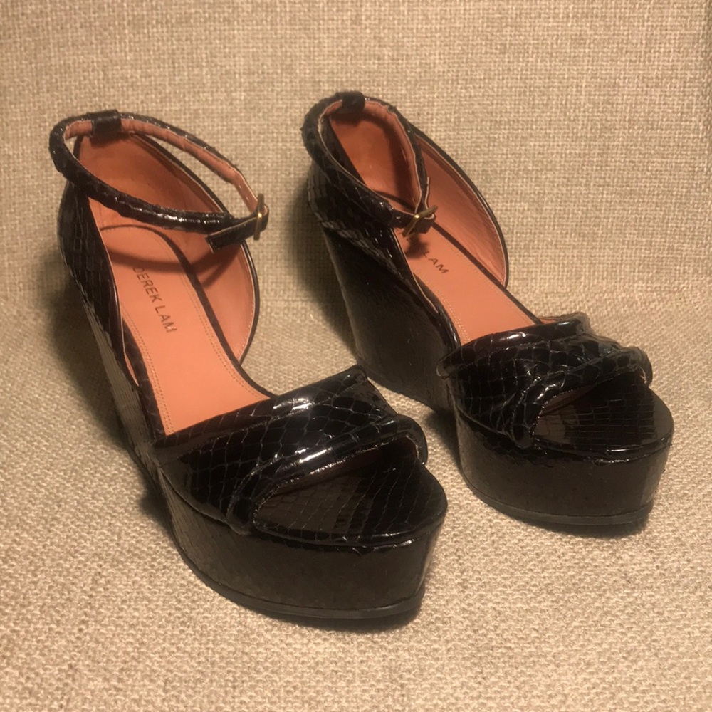 Derek Lam Platform Black Snakeskin Sandals